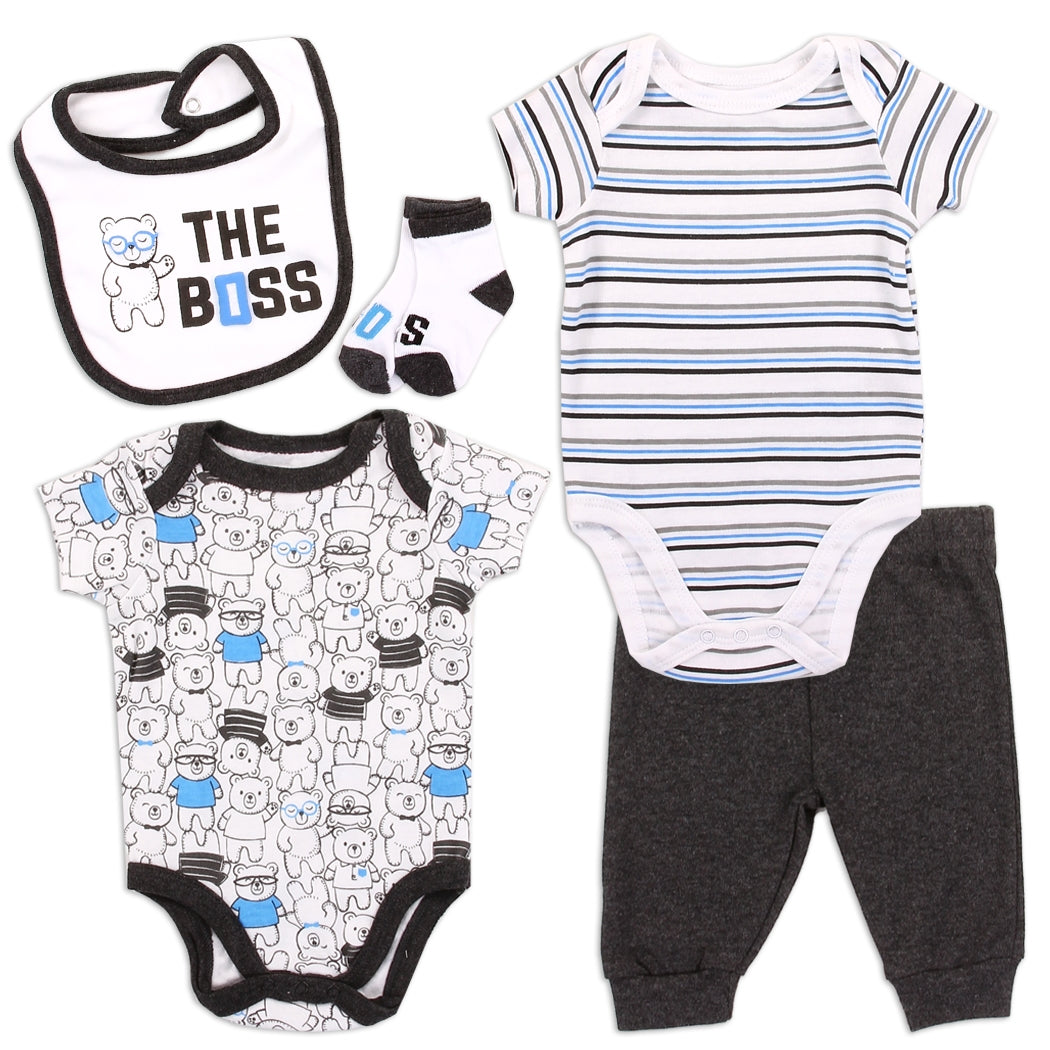 EMPORIO BABY Boys Newborn 5PC Layette Set - Kybo's Baby Clothing