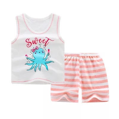 Baby Girl Sleeveless Summer Short Set - Kybo's Baby Clothing