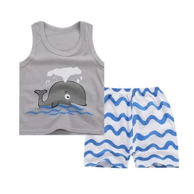 Baby Boy Sleeveless Summer Short Set - Kybo's Baby Clothing