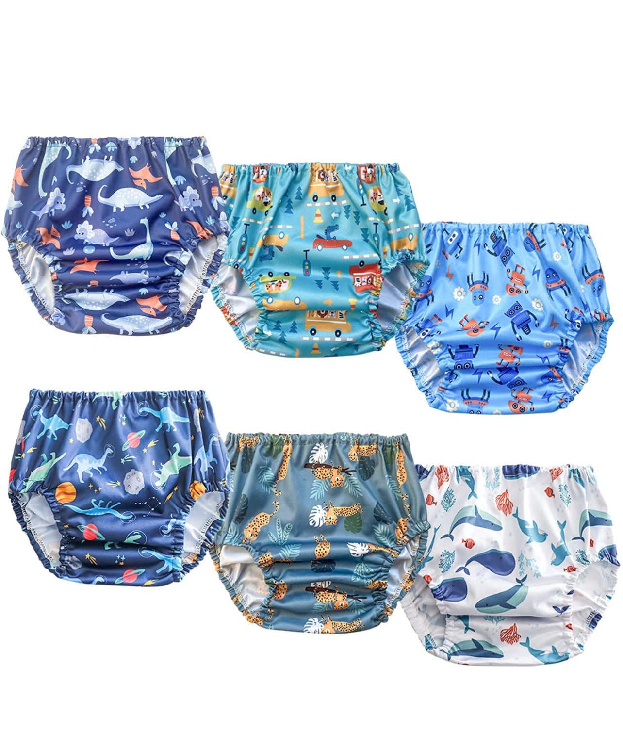 Boys 6 Packs Waterproof Plastic Underwear