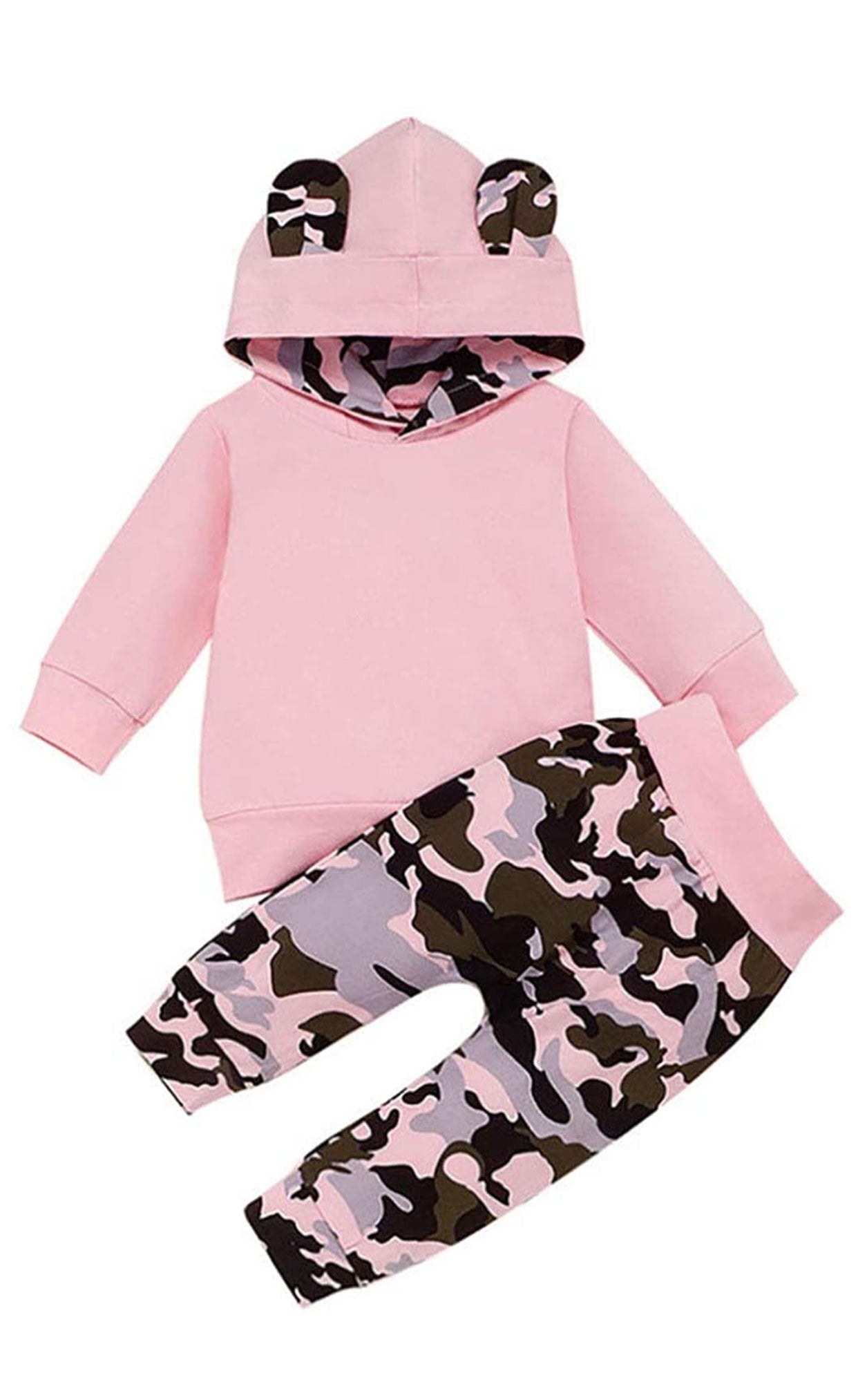 3Pcs Infant Toddler Baby Girl Clothes Long Sleeve Hoodie with Pocket Tops Floral P - Kybo's Baby Clothing