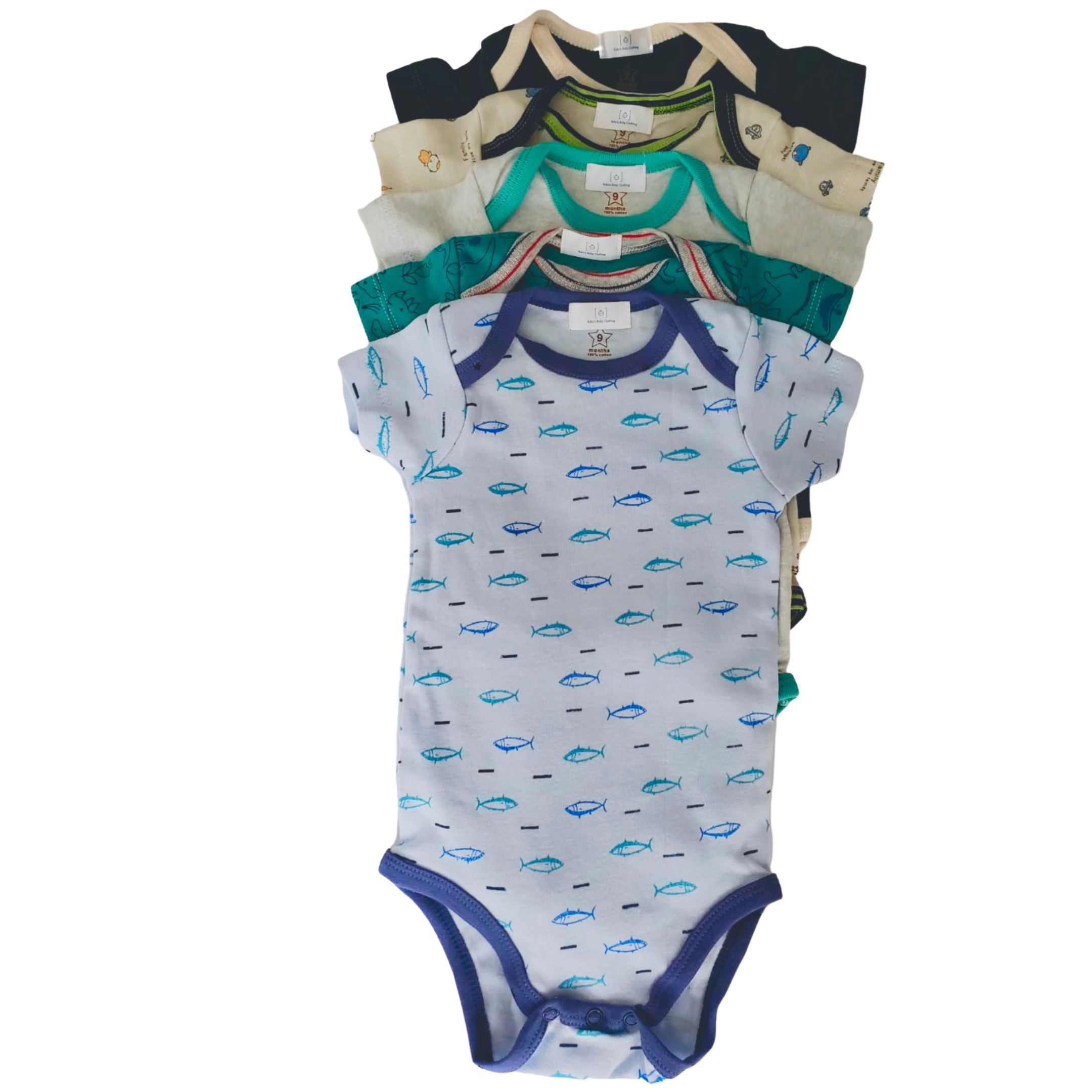 Baby boys bodysuit 5 pack - Kybo's Baby Clothing