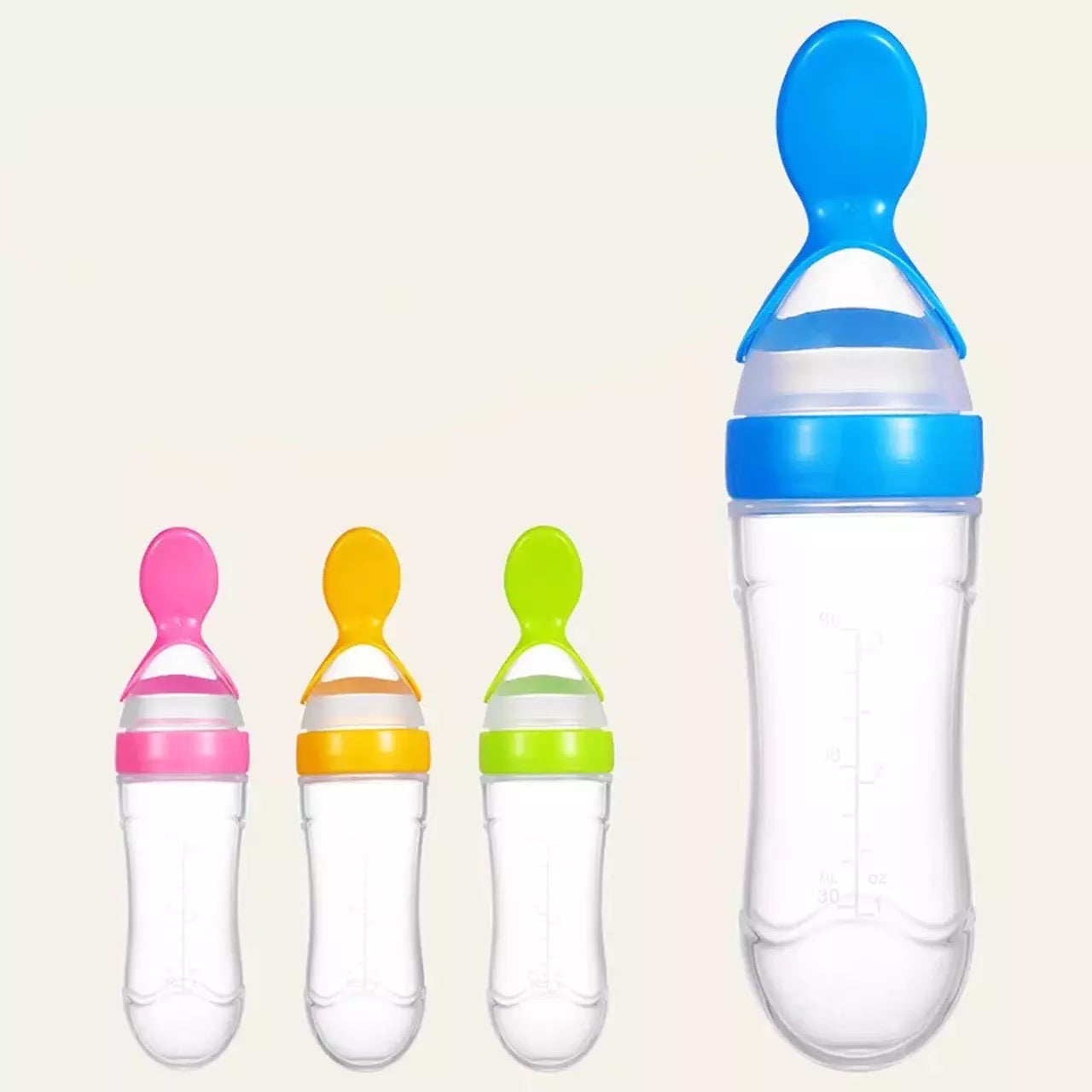 Baby Silicone Squeeze Feeding Bottle Baby Feeder With Spoon Food