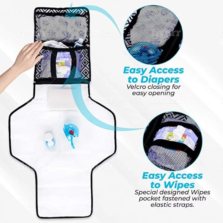 Portable Diaper Changing Pad, Portable Changing pad for Newborn boy & Girl- Baby Changing Pad with Smart Wipes Pocket – Waterproof Travel Changing Station kit - Kybo's Baby Clothing
