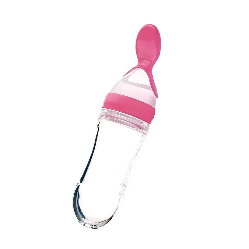 Baby Silicone Squeeze Feeding Bottle Baby Feeder With Spoon Food, Rice Paste Feeder for 7 Mon+ Baby Infant Toddler 90ML - Kybo's Baby Clothing