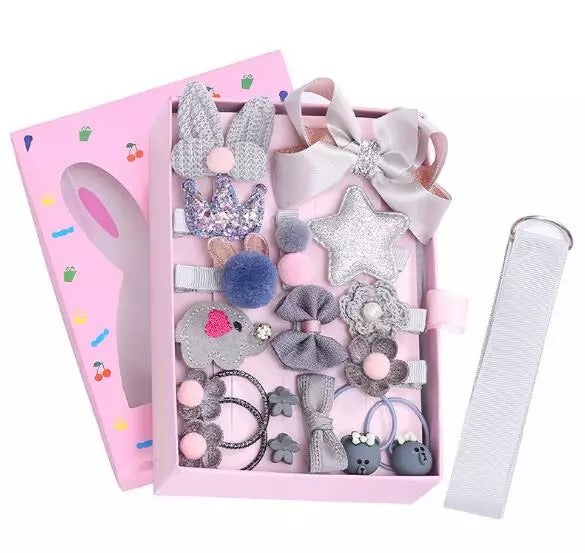 18pcs Baby Girls Hair Clips Elastic Ties Cute Hair Bows Claw Clip for Toddler Hair Accessories Gift Box Set - Kybo's Baby Clothing