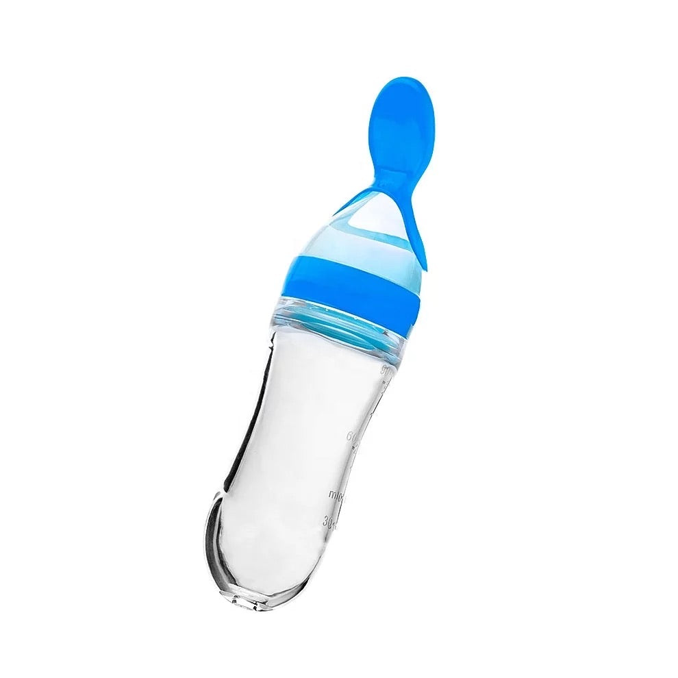 Baby Silicone Squeeze Feeding Bottle Baby Feeder With Spoon Food, Rice Paste Feeder for 7 Mon+ Baby Infant Toddler 90ML - Kybo's Baby Clothing