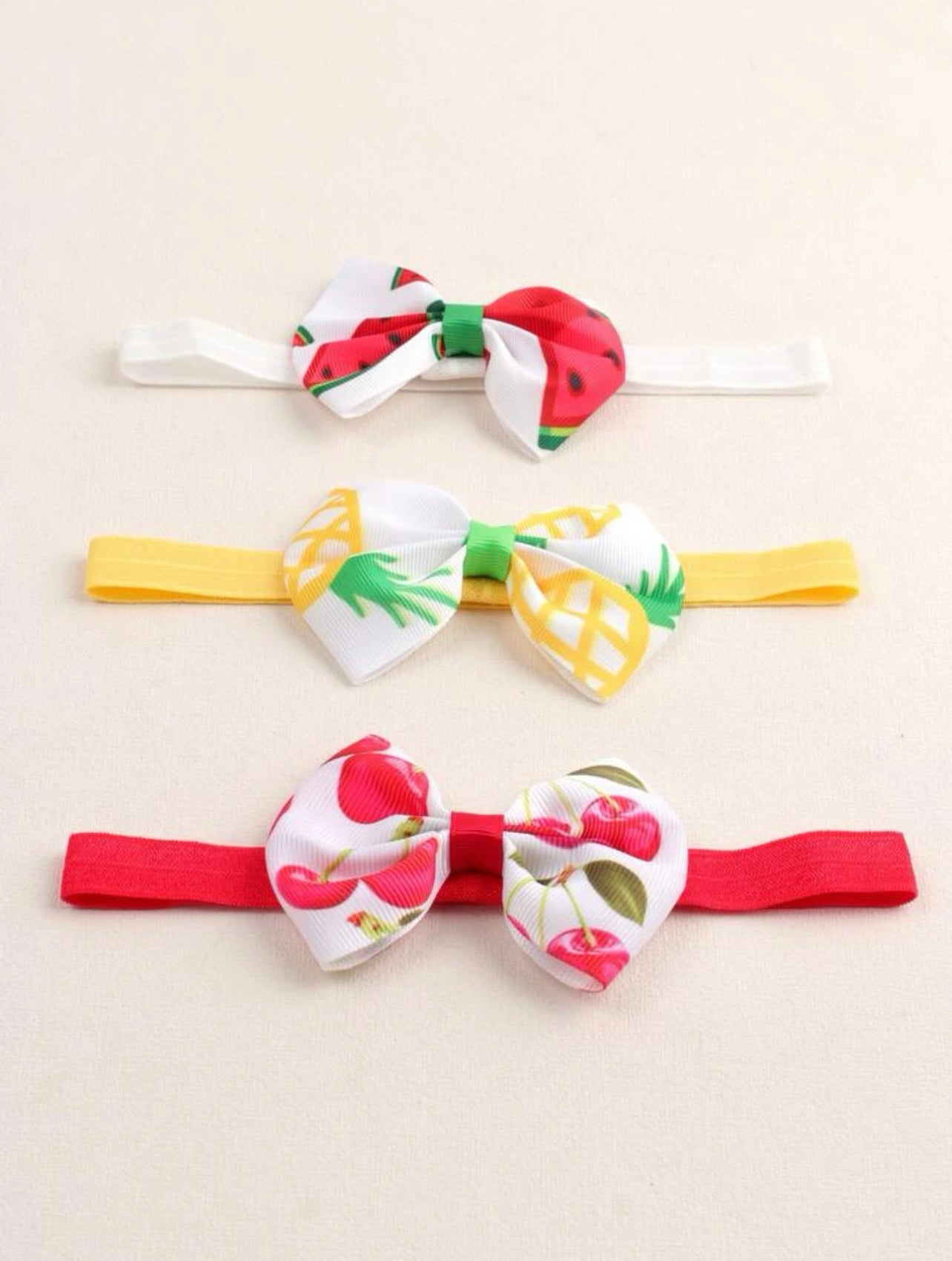 3pcs Baby Fruit Print Bow Decor Headband - Kybo's Baby Clothing