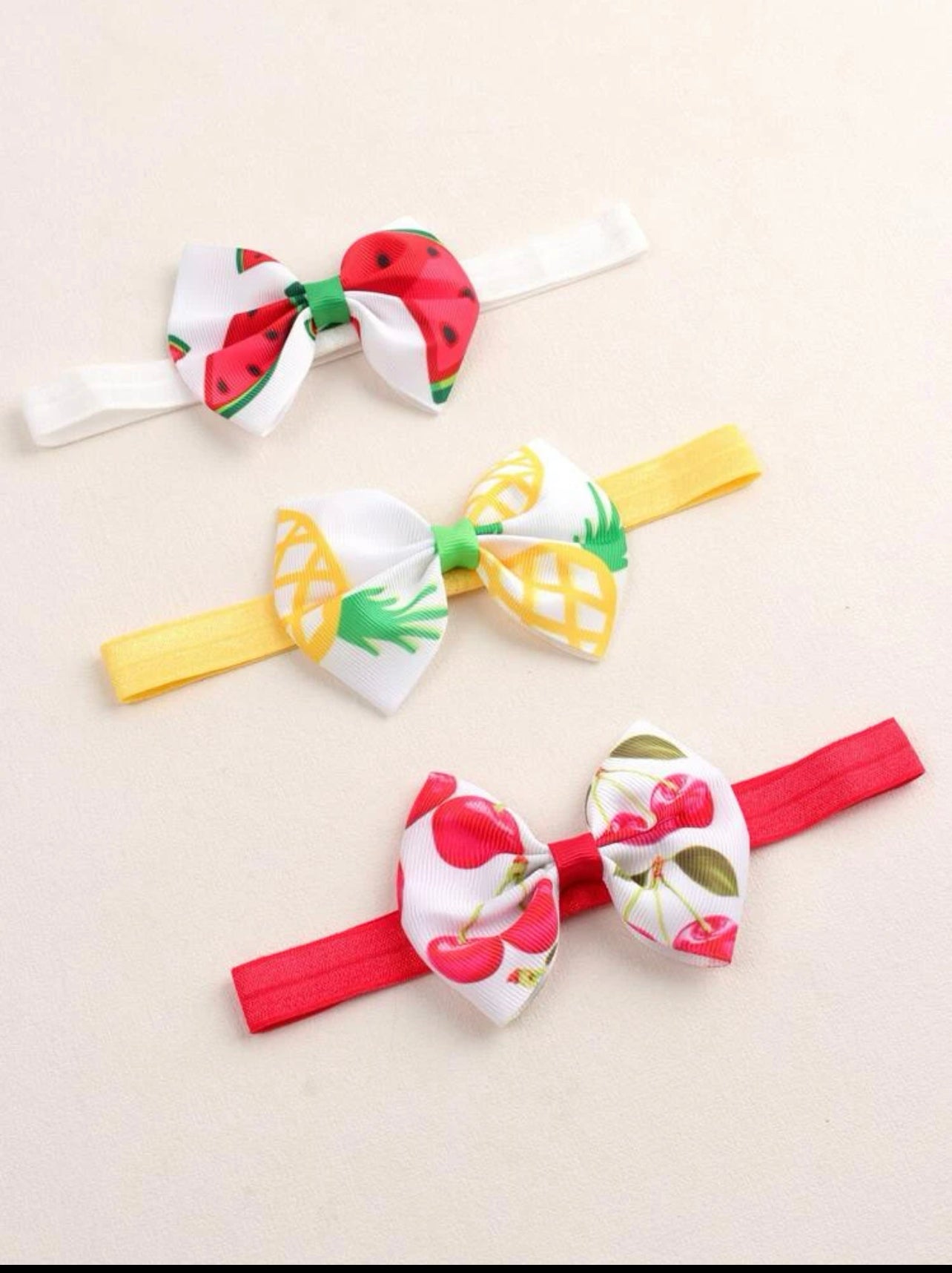 3pcs Baby Fruit Print Bow Decor Headband - Kybo's Baby Clothing