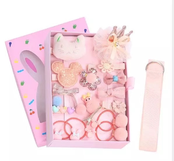 18pcs Baby Girls Hair Clips Elastic Ties Cute Hair Bows Claw Clip for Toddler Hair Accessories Gift Box Set - Kybo's Baby Clothing
