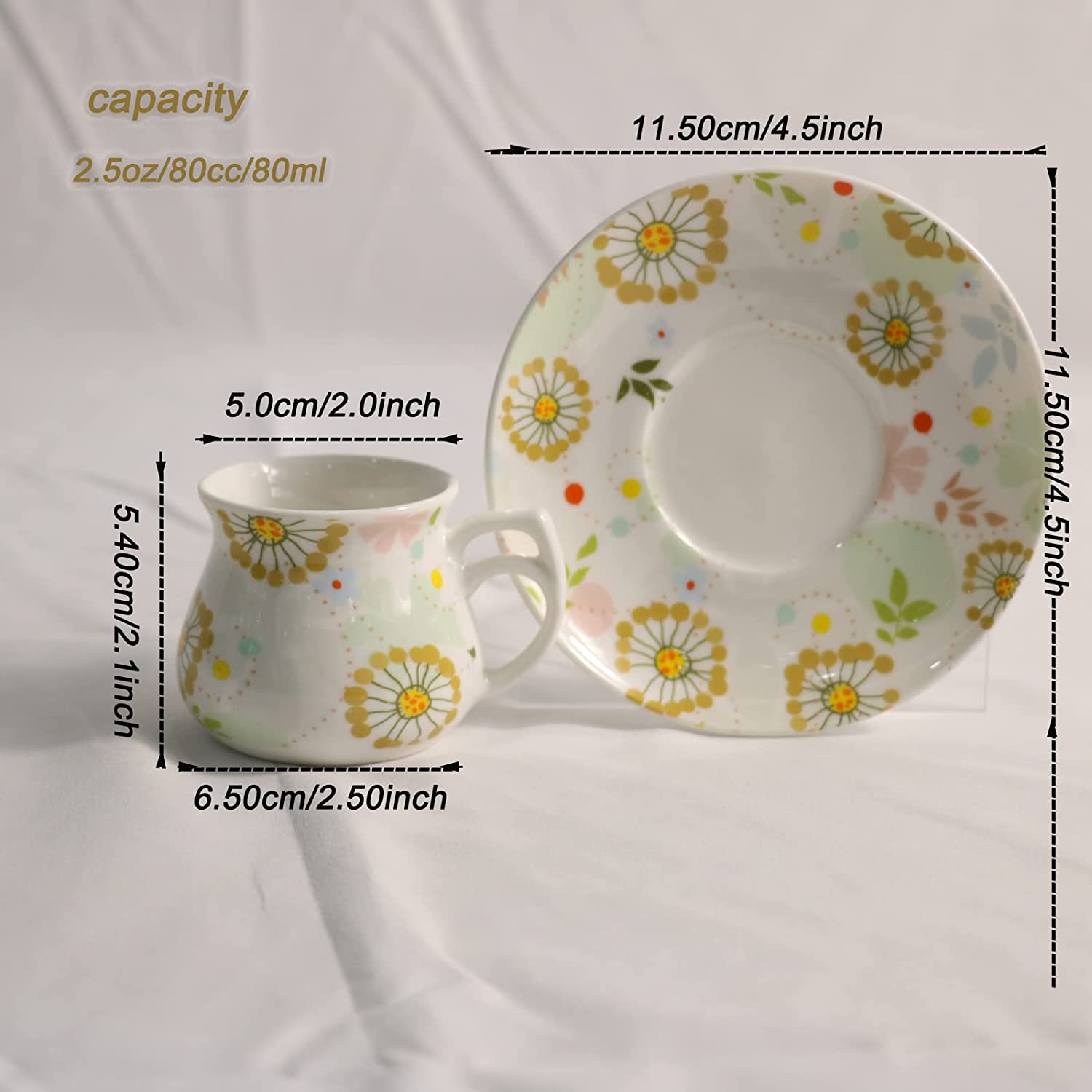 Tea Set Expresso Cups and Saucers