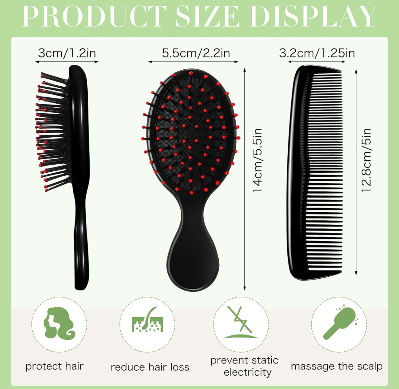 Kids Toddler Girls Baby Detangler Mini Hair Brush set