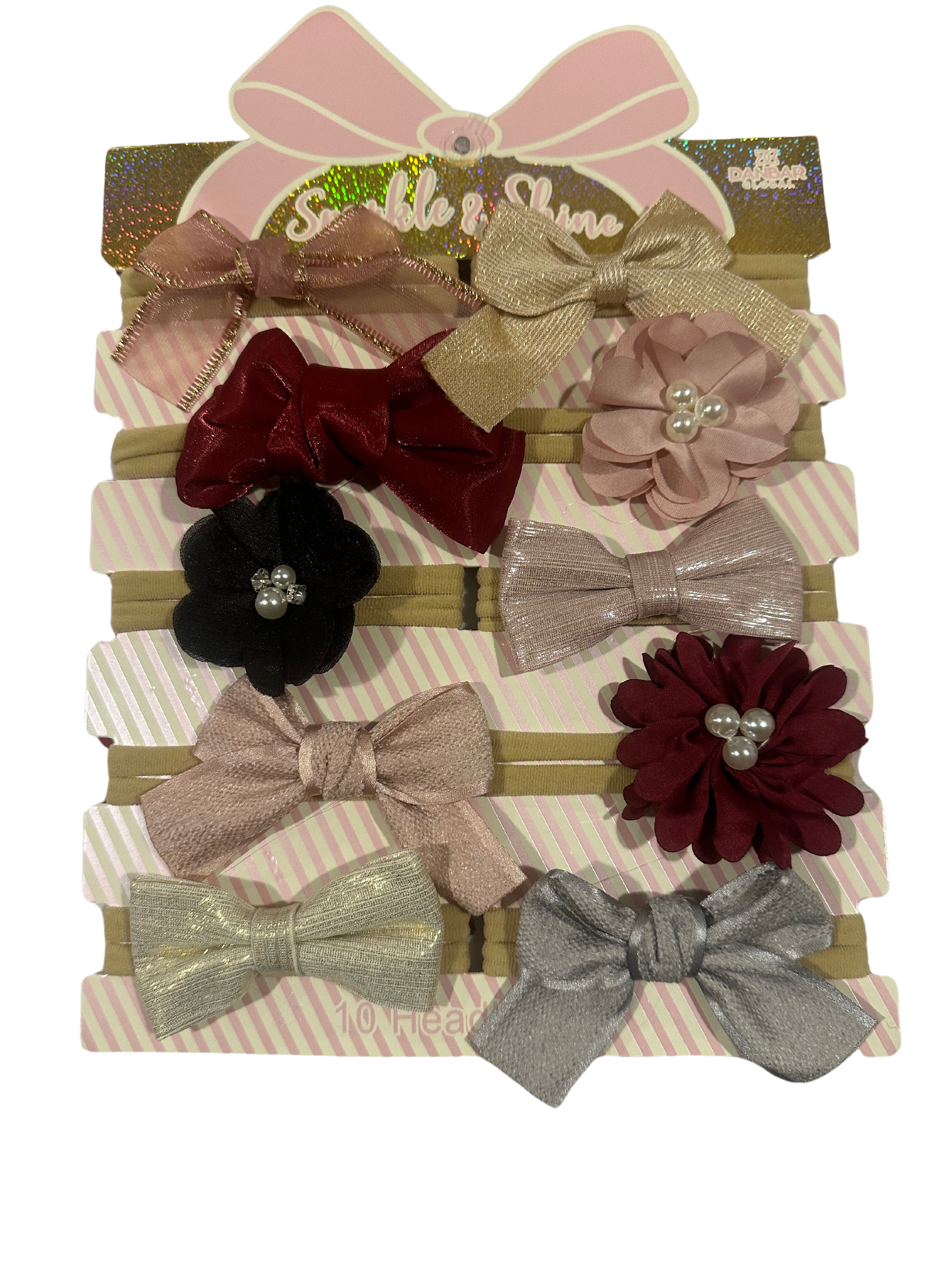 Set of 10 Handcrafted Hair Accessories for Newborn Girls, Infants, and Toddlers.