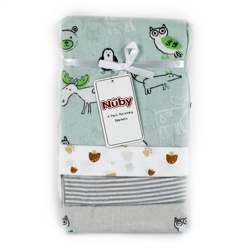 NUBY Boys 4PK Receiving Blanket - Kybo's Baby Clothing