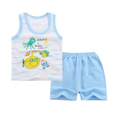 Baby Boy Sleeveless Summer Short Set - Kybo's Baby Clothing