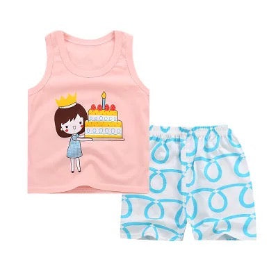 Baby Girl Sleeveless Summer Short Set - Kybo's Baby Clothing