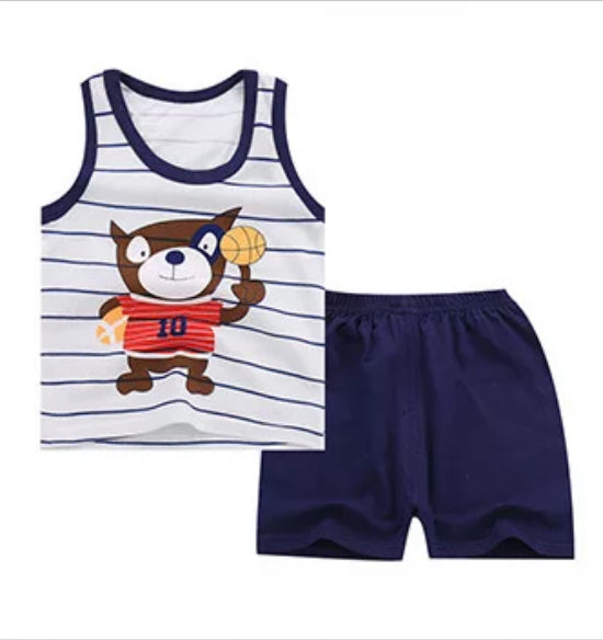 Baby Boy Sleeveless Summer Short Set - Kybo's Baby Clothing