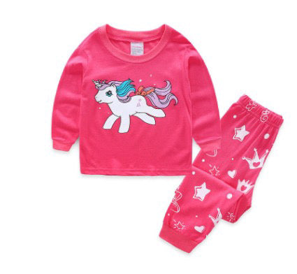 2Pcs Kids Long Sleeve Pajama Matching Sets Girls Cotton Sleepwear - Kybo's Baby Clothing