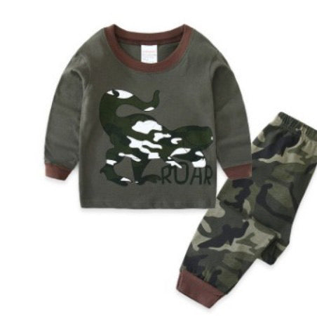 2Pcs Kids Long Sleeve Pajama Matching Sets Boys Cotton Sleepwear - Kybo's Baby Clothing