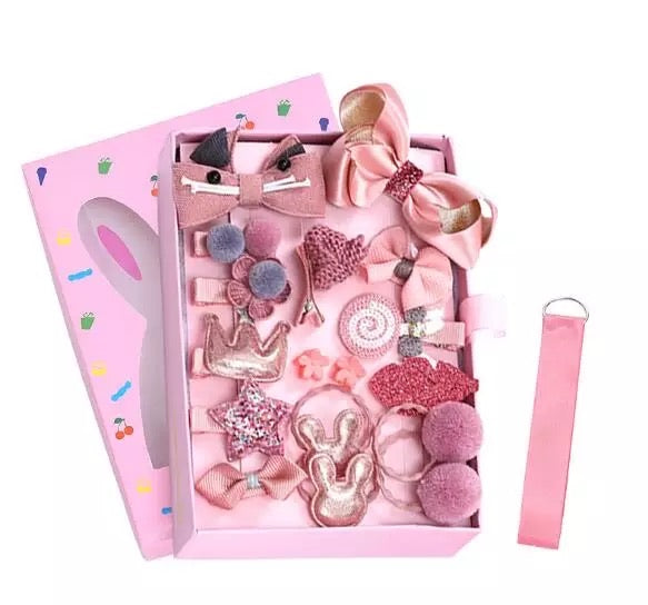 18pcs Baby Girls Hair Clips Elastic Ties Cute Hair Bows Claw Clip for Toddler Hair Accessories Gift Box Set - Kybo's Baby Clothing