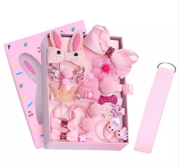 18pcs Baby Girls Hair Clips Elastic Ties Cute Hair Bows Claw Clip for Toddler Hair Accessories Gift Box Set - Kybo's Baby Clothing
