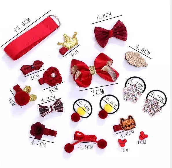 18pcs Baby Girls Hair Clips Elastic Ties Cute Hair Bows Claw Clip for Toddler Hair Accessories Gift Box Set - Kybo's Baby Clothing