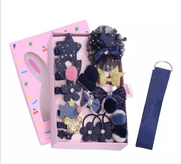 18pcs Baby Girls Hair Clips Elastic Ties Cute Hair Bows Claw Clip for Toddler Hair Accessories Gift Box Set - Kybo's Baby Clothing