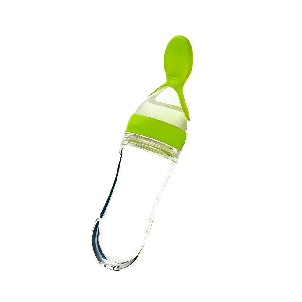 Baby Silicone Squeeze Feeding Bottle Baby Feeder With Spoon Food, Rice Paste Feeder for 7 Mon+ Baby Infant Toddler 90ML - Kybo's Baby Clothing
