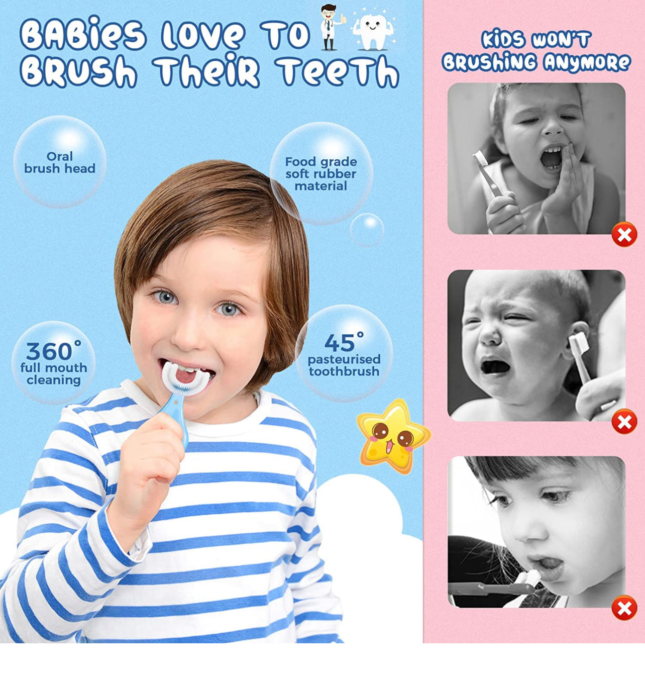Kids /Toddler U Shaped Toothbrush - Kybo's Baby Clothing