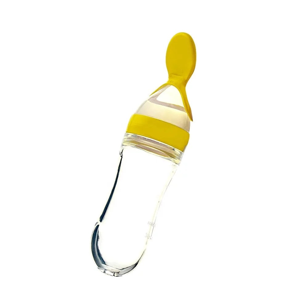 Baby Silicone Squeeze Feeding Bottle Baby Feeder With Spoon Food, Rice Paste Feeder for 7 Mon+ Baby Infant Toddler 90ML - Kybo's Baby Clothing